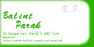 balint parak business card